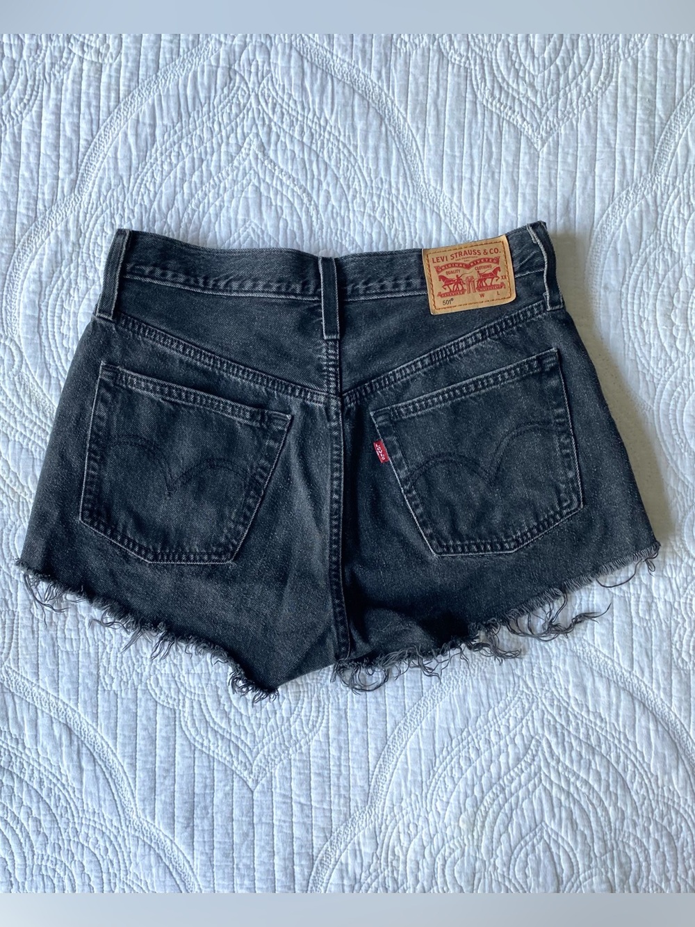 Levi's 501 Black Distressed Cutoff Denim Shorts